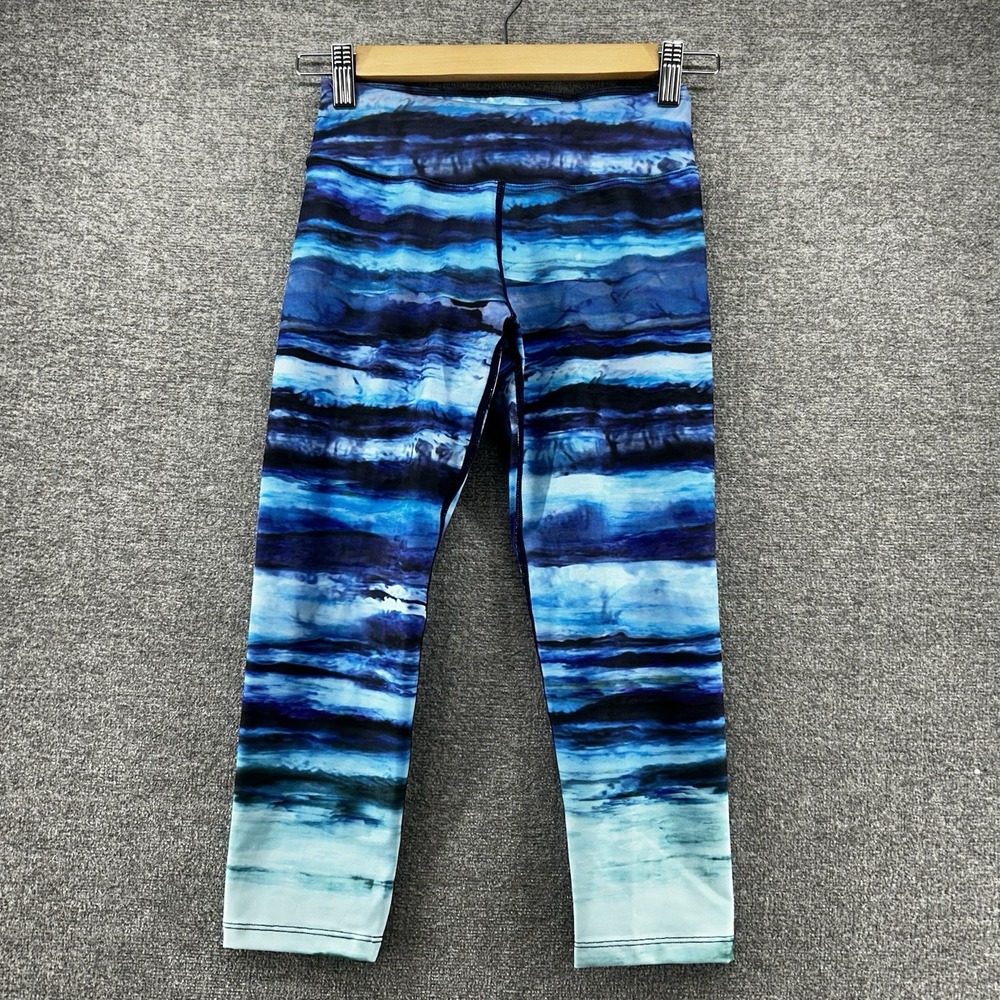 prAna Roxanne Capri Leggings Women Size XS Tie Dye Blue Activewear